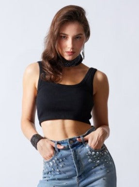 Basic Crop Tank - Black