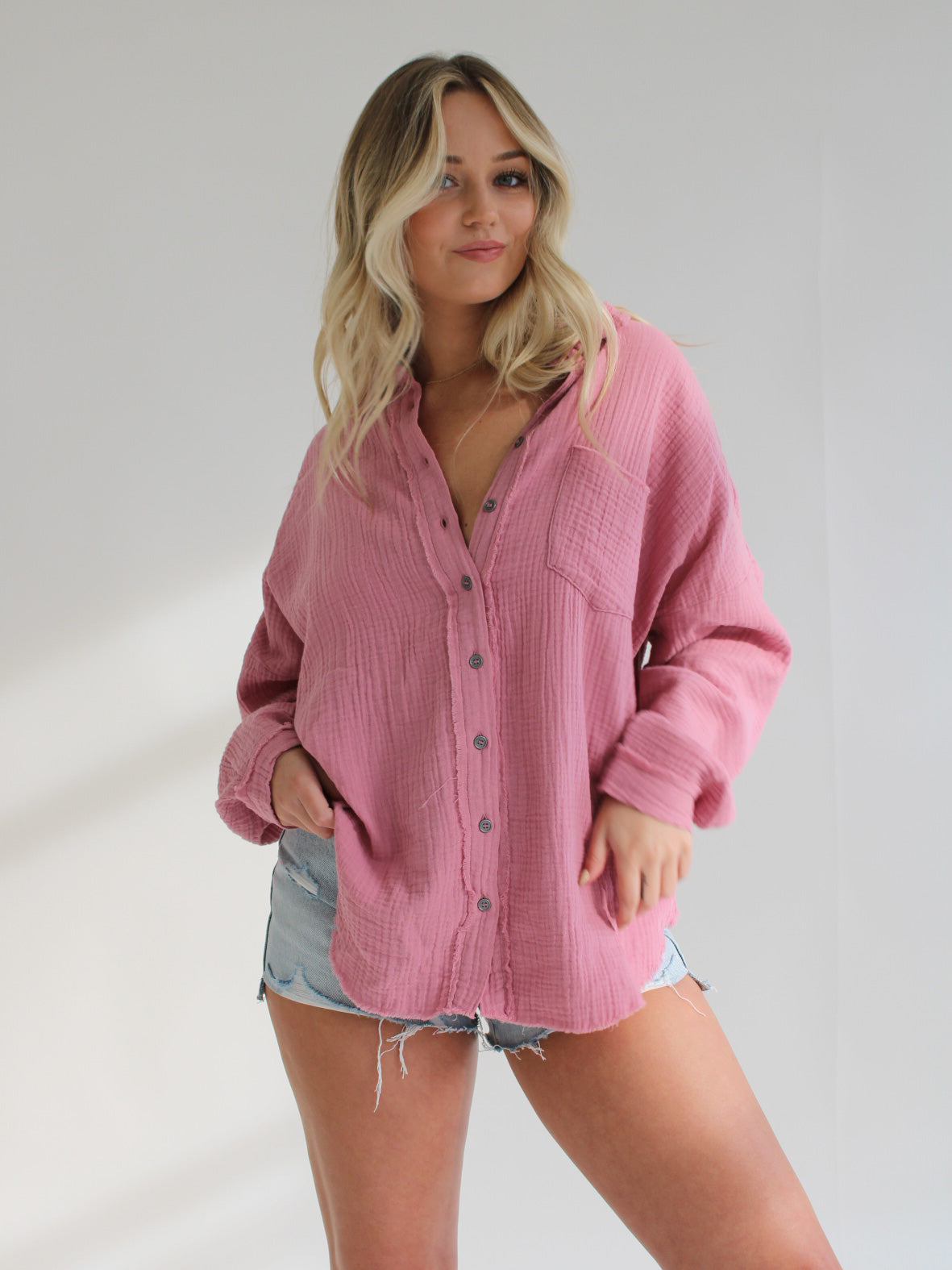 Seaside Button Up - Rose